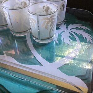 Vintage HJ Stotter Acrylic serving tray and 6 glasses